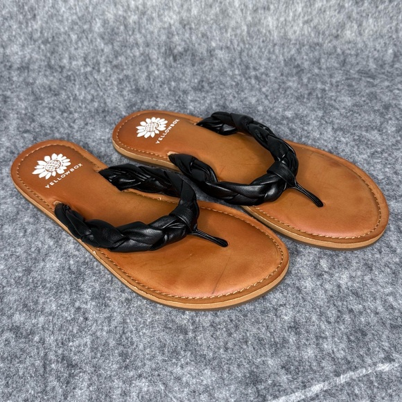 Yellow‎ Box Dauphine Faux Leather Braided Sandals- Sz 9 - Picture 1 of 9